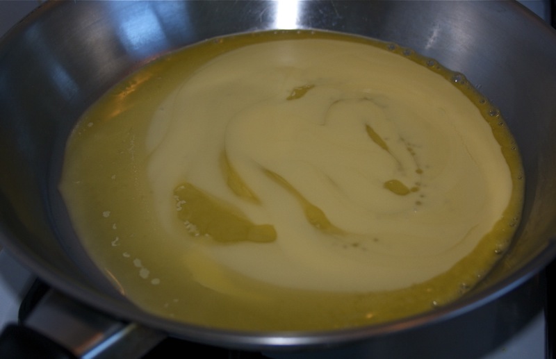 Heat up some oil and:or butter in a skillet
